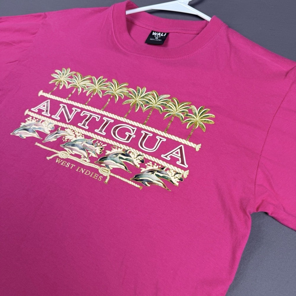 WALI Woman's Pink Cotton Knit Graphic Print Crew Neck T-Shirt Short Sleeve M